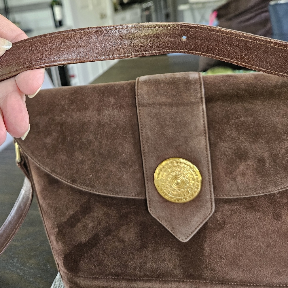 YSL Vintage Brown Suede Shoulder Bag - Picture 6 of 15